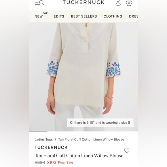 NWOT Tuckernuck Tan Linen Top - Picture 2 of 7